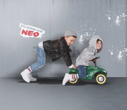 Odrážadlo auto s pretekárskym číslom Bobby Car Neo RS Green BIG zelené s klaksónom a tichými gumenými kolesami od 12 mes