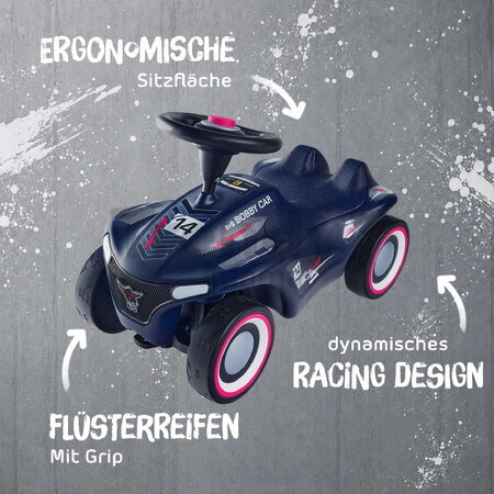Odrážadlo auto s pretekárskym číslom Bobby Car Neo RS Blue BIG modré s klaksónom a tichými gumenými kolesami od 12 mes