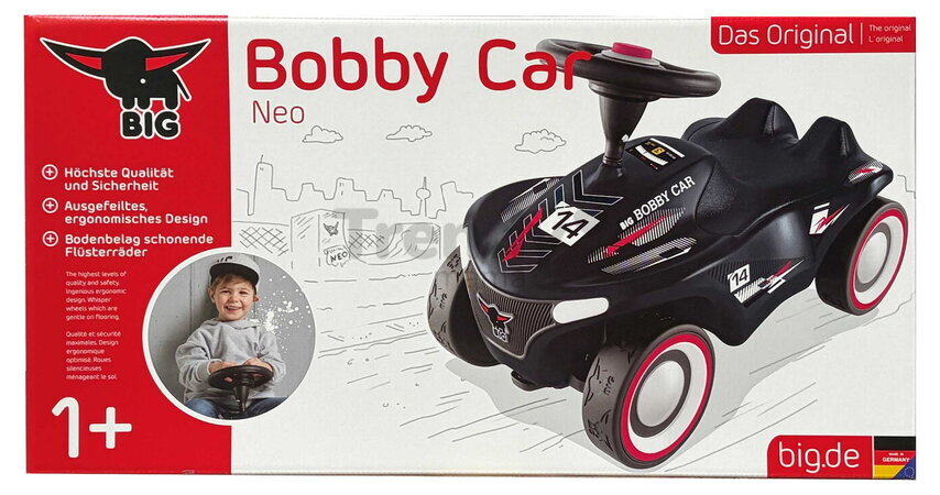 Odrážadlo auto s pretekárskym číslom Bobby Car Neo RS Blue BIG modré s klaksónom a tichými gumenými kolesami od 12 mes