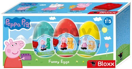 Stavebnica Peppa Pig Funny Eggs XL PlayBig Bloxx BIG vo vajíčku s figúrkami - sada 3 druhov od 18 mes