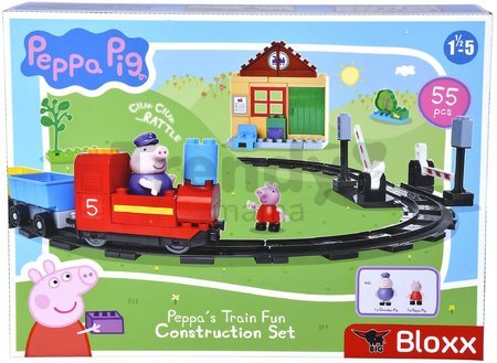 Stavebnica elektronická Peppa Pig Train Fun PlayBig Bloxx BIG železnica so zvukom a 2 figúrkami 55 dielov od 18 mes