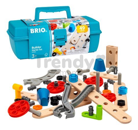 Drevená stavebnica v kufríku Štartovacia súprava Builder BRIO 48 dielov s pracovným náradím od 3 rokov BRIO5865
