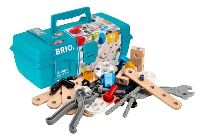 Drevená stavebnica v kufríku Štartovacia súprava Builder BRIO 48 dielov s pracovným náradím od 3 rokov BRIO5865