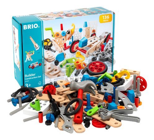 Drevená stavebnica Konštrukcie Builder Construction Set BRIO 135 dielov s pracovným náradím od 3 rokov BRIO5872