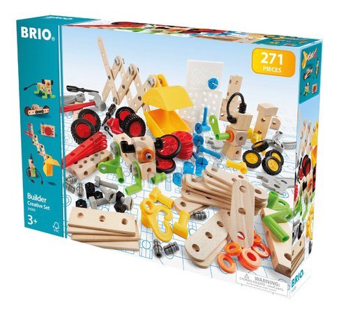 Drevená stavebnica Kreatívna súprava Builder Creative Set BRIO 270 dielov s pracovným náradím od 3 rokov BRIO5896