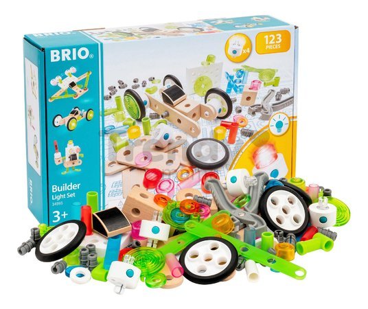 Drevená stavebnica so svetlom Builder Light Set BRIO elektronická 122 dielov s pracovným náradím od 3 rokov BRIO5933