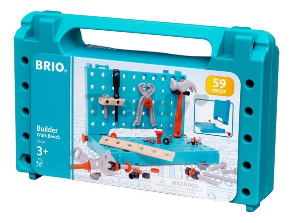 Pracovný stolík s náradím Builder Work Bench BRIO s montážnymi otvormi 59 dielov od 3 rokov BRIO5964