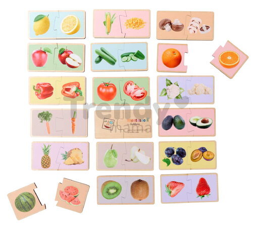 Drevené puzzle Ovocie a zelenina Montessori Eichhorn 34 dielikov so 17 motívmi od 24 mes