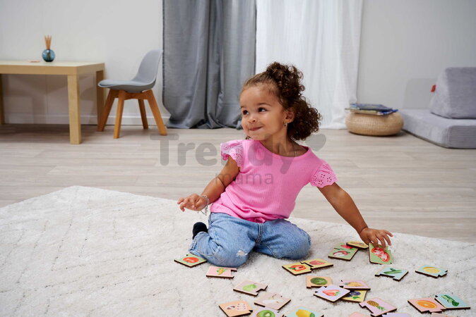 Drevené puzzle Ovocie a zelenina Montessori Eichhorn 34 dielikov so 17 motívmi od 24 mes