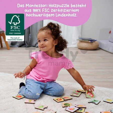 Drevené puzzle Ovocie a zelenina Montessori Eichhorn 34 dielikov so 17 motívmi od 24 mes