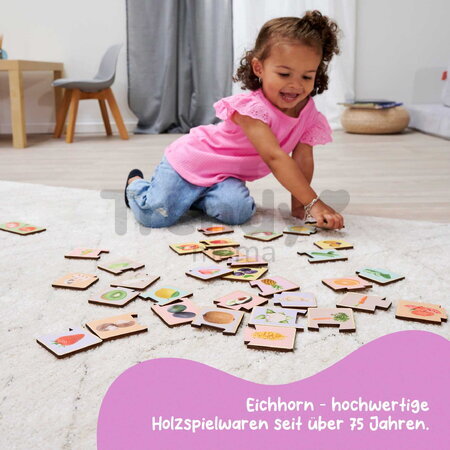 Drevené puzzle Ovocie a zelenina Montessori Eichhorn 34 dielikov so 17 motívmi od 24 mes