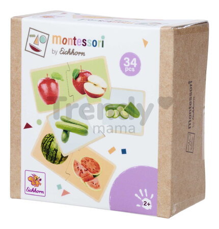 Drevené puzzle Ovocie a zelenina Montessori Eichhorn 34 dielikov so 17 motívmi od 24 mes