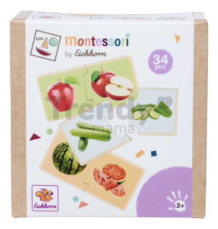 Drevené puzzle Ovocie a zelenina Montessori Eichhorn 34 dielikov so 17 motívmi od 24 mes
