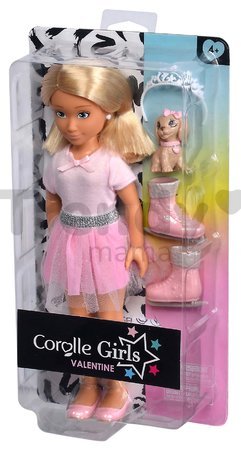 Bábika Valentine Ballerina Set Corolle Girls s dlhými blond vlasmi a so psíkom 28 cm 7 doplnkov od 4 rokov