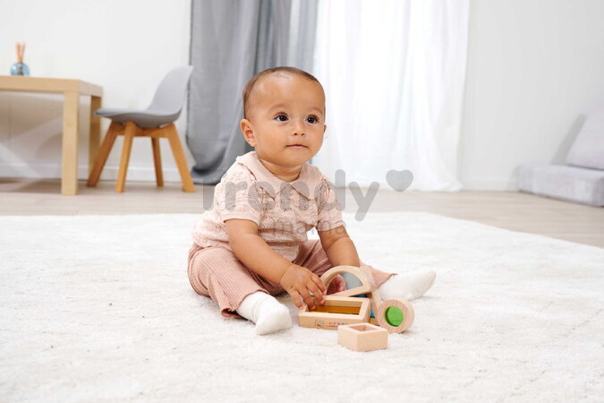 Drevené kocky s okienkami a zrkadlom Montessori Window Bricks Eichhorn 5 dielikov s rôznymi tvarmi od 12 mes