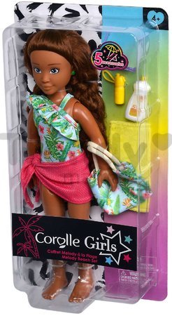 Bábika Mélody Beach Set Corolle Girls s dlhými hnedými vlasmi 28 cm 5 doplnkov od 4 rokov