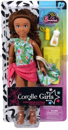 Bábika Mélody Beach Set Corolle Girls s dlhými hnedými vlasmi 28 cm 5 doplnkov od 4 rokov