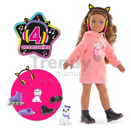 Bábika Melody Music & Fashion Set Girls Corolle s dlhými hnedými vlasmi 28 cm 4 doplnky od 4 rokov