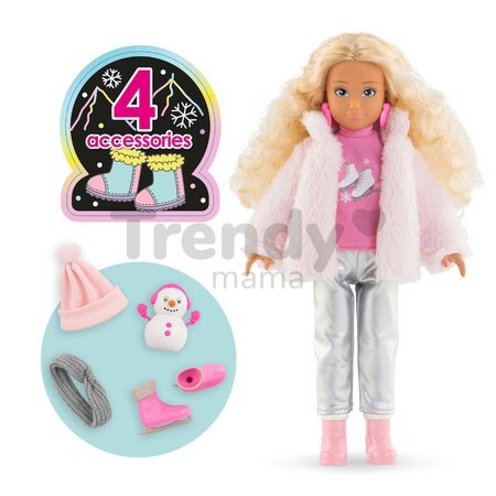 Bábika Valentine in the Mountain Set Girls Corolle s kučeravými blond vlasmi 28 cm 4 doplnky od 4 rokov