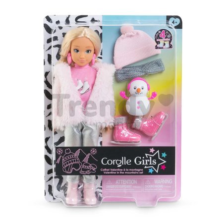 Bábika Valentine in the Mountain Set Girls Corolle s kučeravými blond vlasmi 28 cm 4 doplnky od 4 rokov