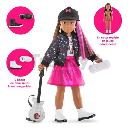 Bábika Melody Music Studio Set Girls Corolle s dlhými hnedými vlasmi 28 cm 4 doplnky od 4 rokov