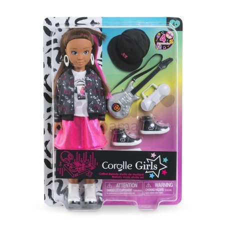 Bábika Melody Music Studio Set Girls Corolle s dlhými hnedými vlasmi 28 cm 4 doplnky od 4 rokov