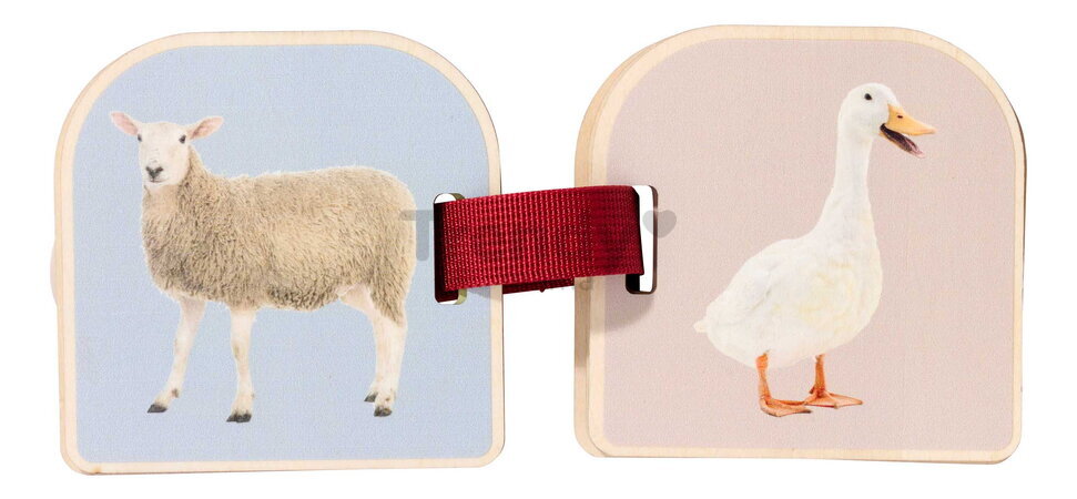 Drevená obrázková knižka so zvieratkami Montessori Picture Book Eichhorn 12 strán s krúžkom na zavesenie od 12 mes