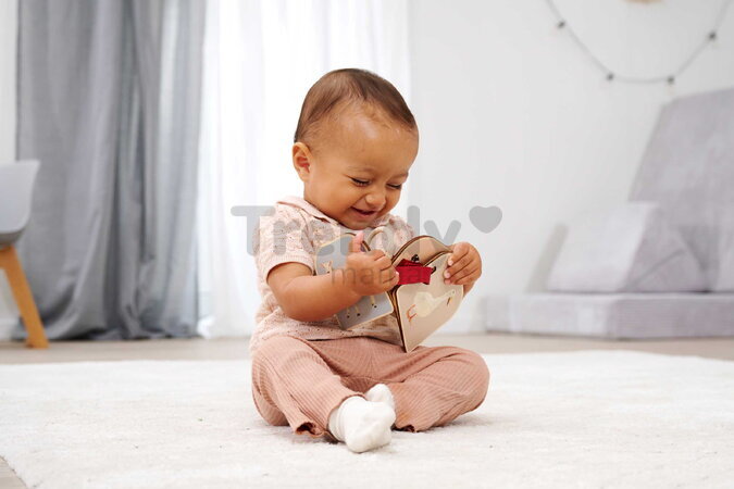 Drevená obrázková knižka so zvieratkami Montessori Picture Book Eichhorn 12 strán s krúžkom na zavesenie od 12 mes