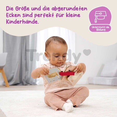 Drevená obrázková knižka so zvieratkami Montessori Picture Book Eichhorn 12 strán s krúžkom na zavesenie od 12 mes