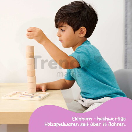 Drevená didaktická doska s kockami Montessori Touch Board Eichhorn 9 dielov s rôznym povrchom pre rozvoj hmatovej citlivosti