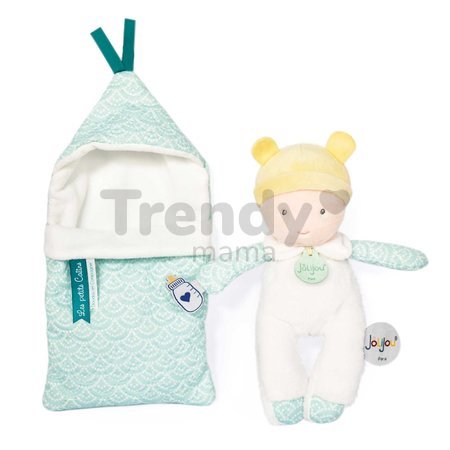Bábika v spacom vaku Bébé Douillette Jolijou rôzne druhy z jemného textilu 20 cm