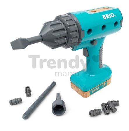 Vŕtačka elektronická so svetlom Builder Power Screwdriver BRIO s 3 vymeniteľnými nadstavcami od 3 rokov BRIO6008