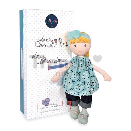 Bábika Evy Having Fun Jolijou 36 cm s blond vláskami v modrých šatách z jemného textilu od 5 rokov