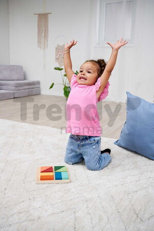 Drevené vkladacie puzzle Farby a tvary Montessori Shape Puzzle Eichhorn 12 kociek rôznych tvarov od 24 mes