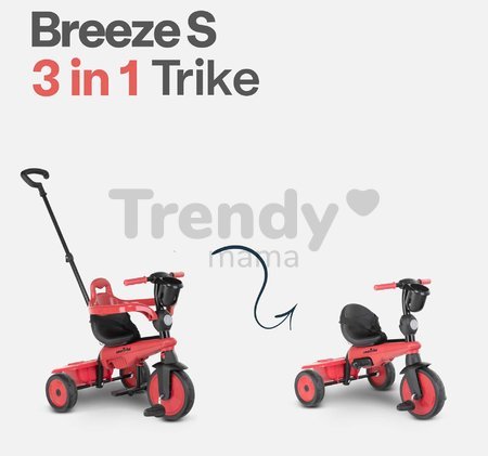 Trojkolka s košíkom na fľašku Breeze S Red 3v1 SmarTrike s tlmičom a voľnobehom červená od 10 mes