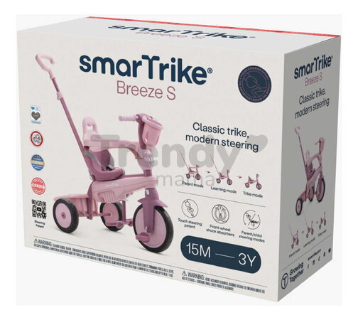 Trojkolka s vodiacou tyčou Breeze S Peach TouchSteering smarTrike s voľnobehom s košíkom na fľašku od 15 mes ST6050700