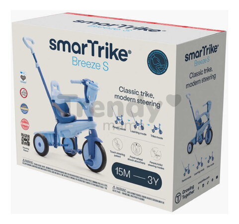 Trojkolka s vodiacou tyčou Breeze S Ocean Blue TouchSteering smarTrike s voľnobehom s košíkom na fľašku od 15 mes ST6050701