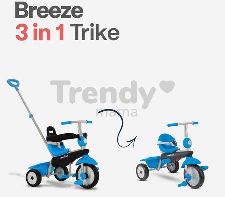 Trojkolka s vodiacou tyčou Lollipop Blue SmarTrike s tlmičom a voľnobehom modrá od 10 mes