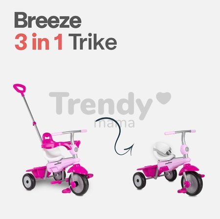 Trojkolka s vodiacou tyčou Lollipop Pink SmarTrike s tlmičom a voľnobehom ružová od 10 mes