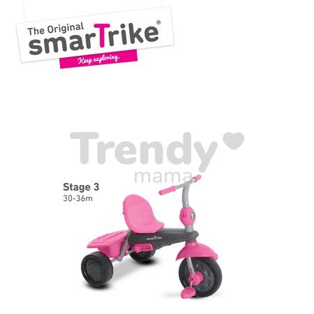 Trojkolka Breeze Touch Steering smarTrike ružovo-šedá od 10 mes