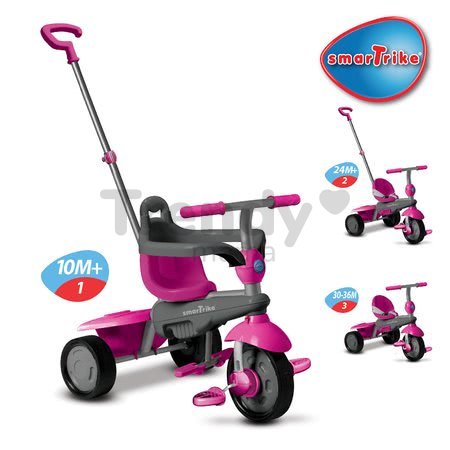 Trojkolka Breeze Touch Steering smarTrike ružovo-šedá od 10 mes