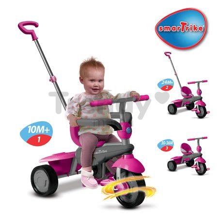 Trojkolka Breeze Touch Steering smarTrike ružovo-šedá od 10 mes