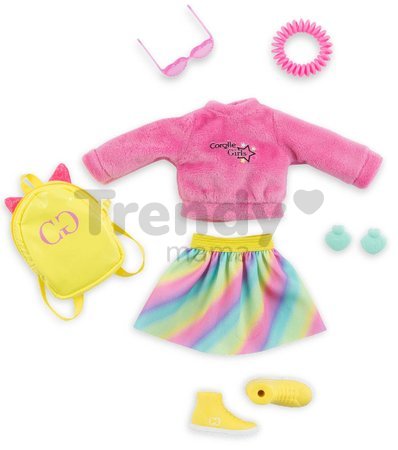 Súprava oblečenia Fluo Dressing Room Corolle Girls pre 28 cm bábiku 7 doplnkov od 4 rokov