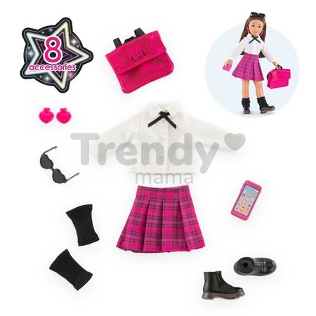Súprava oblečenia English Student Dressing Room Girls Corolle pre 28 cm bábiku 8 doplnkov od 4 rokov