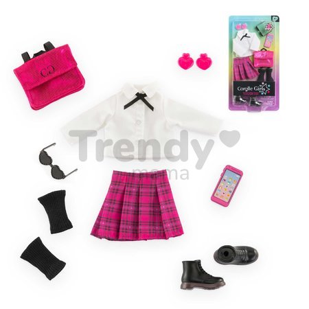Súprava oblečenia English Student Dressing Room Girls Corolle pre 28 cm bábiku 8 doplnkov od 4 rokov
