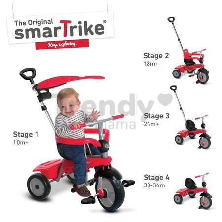 Trojkolka Breeze Plus smarTrike TouchSteering s tlmičom a voľnobehom červeno-čierna od 10 mes