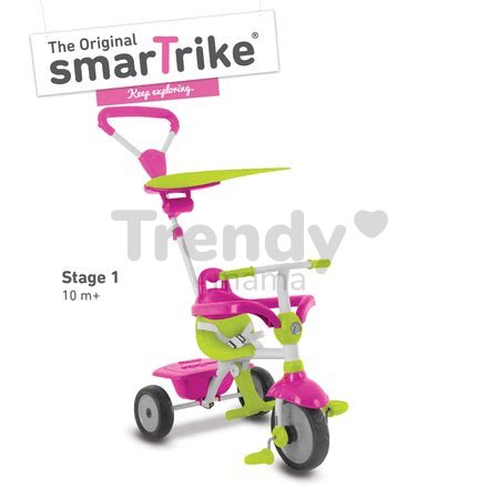 Trojkolka Zip Plus 3v1 Touch Steering smarTrike ružová EVA gumové kolesá od 10 mes