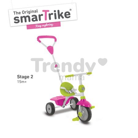 Trojkolka Zip Plus 3v1 Touch Steering smarTrike ružová EVA gumové kolesá od 10 mes