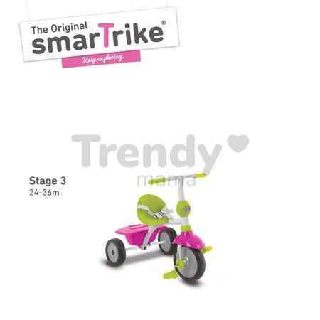 Trojkolka Zip Plus 3v1 Touch Steering smarTrike ružová EVA gumové kolesá od 10 mes