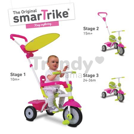 Trojkolka Zip Plus 3v1 Touch Steering smarTrike ružová EVA gumové kolesá od 10 mes